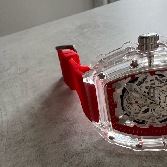 Red & Glass Watch - Picture 1 of 5